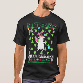 T-shirt Chemise de Noël de vache Merry Moo Mas Femmes Homm