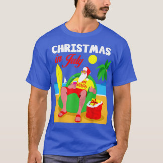 T-shirt Chemise de Noël en Juillet Drôle de Père Noël Eté