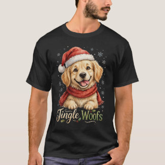 T-shirt Chemise de Noël Jingle Woofs Golden Retriever