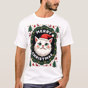 T-shirt Chemise de Noël Laide Smudge Cat  (1)