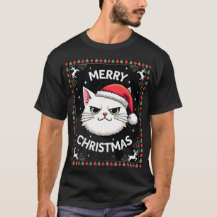 T-shirt Chemise de Noël Laide Smudge Cat  (1)