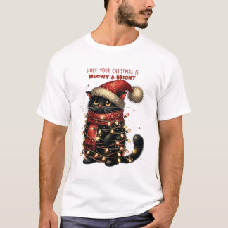 T-shirt Chemise de Noël Meowy & Bright Cat