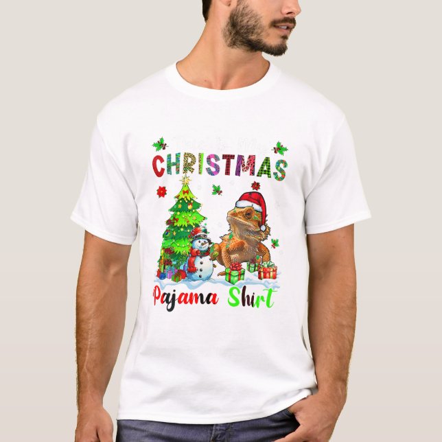 T-shirt Chemise de Noël Père Noël en pyjama (Devant)