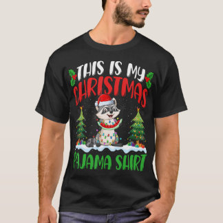 T-shirt Chemise de Noël Raccoon Raccoon Xmas Lumières Arbr