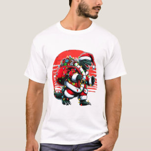 T-shirt Chemise de Noël Santazilla Monstre japonais Kaiju