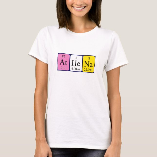T-shirt Chemise de nom de table périodique Athena (Devant)