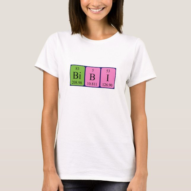 T-shirt Chemise de nom de table périodique Bibi (Devant)
