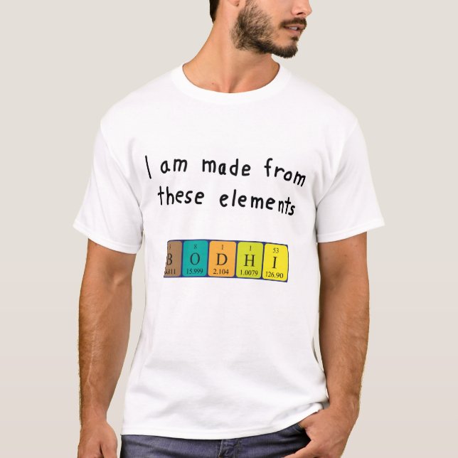 T-shirt Chemise de nom de table périodique Bodhi (Devant)