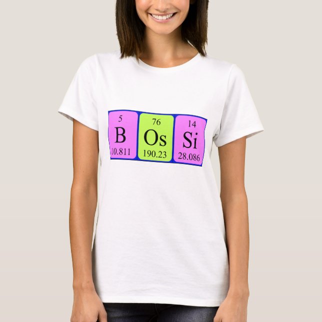 T-shirt Chemise de nom de table périodique Bossi (Devant)