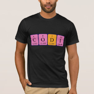 T-shirt Chemise de nom de table périodique Codi
