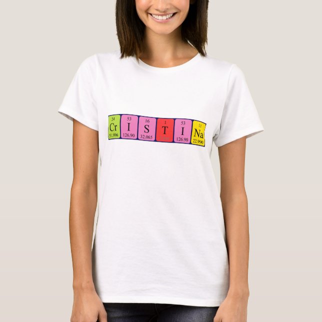 T-shirt Chemise de nom de table périodique Cristina (Devant)