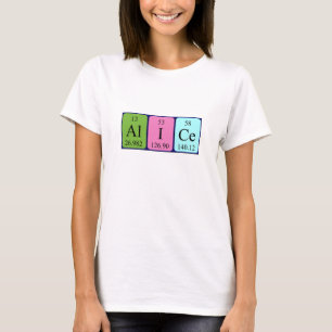 T-shirt Chemise de nom de table périodique d'Alice