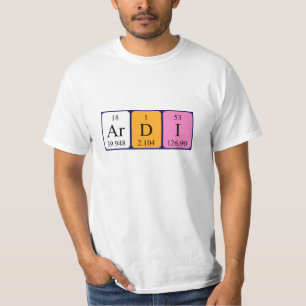 T-shirt Chemise de nom de table périodique d'Ardi