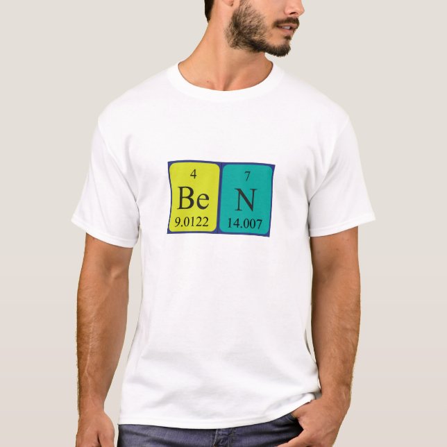 T-shirt Chemise de nom de table périodique de Ben (Devant)