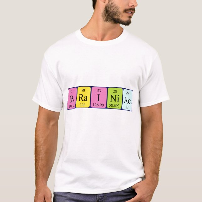 T-shirt Chemise de nom de table périodique de Brainiac (Devant)