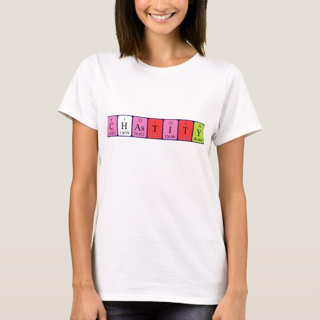 T-shirt Chemise de nom de table périodique de chasteté (Devant)