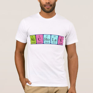 T-shirt Chemise de nom de table périodique de Nicholas