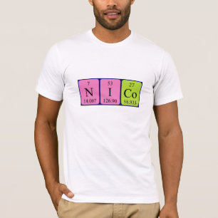 T-shirt Chemise de nom de table périodique de Nico