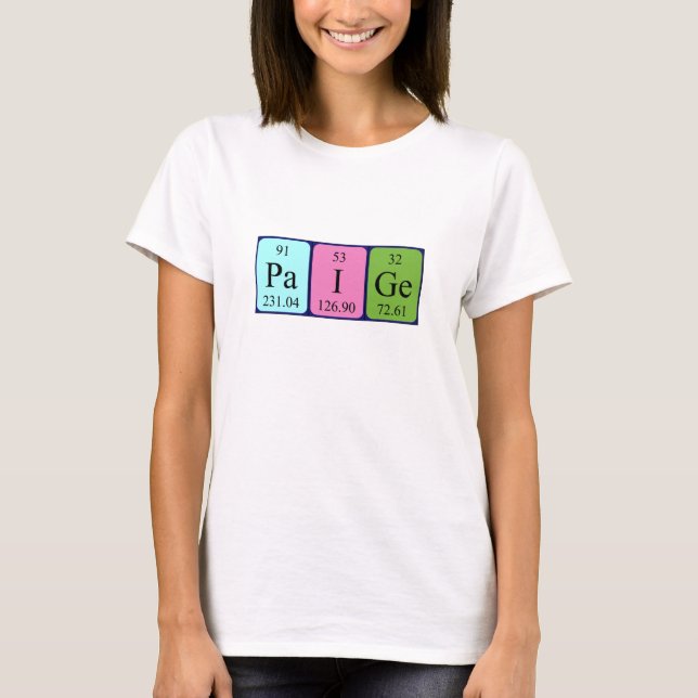 T-shirt Chemise de nom de table périodique de Paige (Devant)