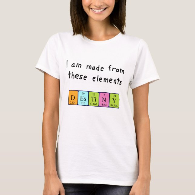 T-shirt Chemise de nom de table périodique du destinataire (Devant)