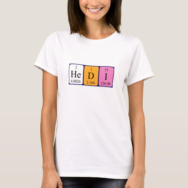T-shirt Chemise de nom de table périodique Hedi (Devant)