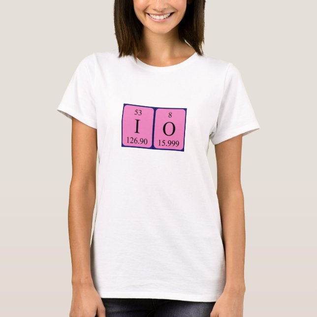 T-shirt Chemise de nom de table périodique Io (Devant)