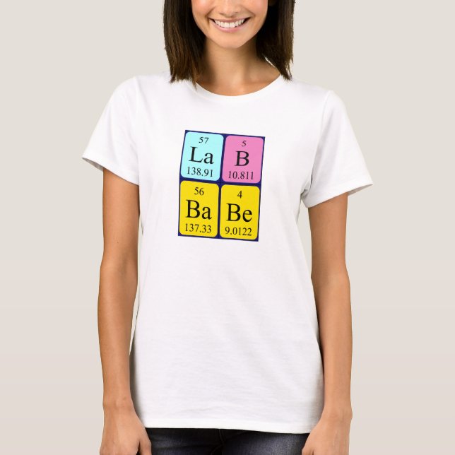 T-shirt Chemise de nom de table périodique Lab Babe (Devant)