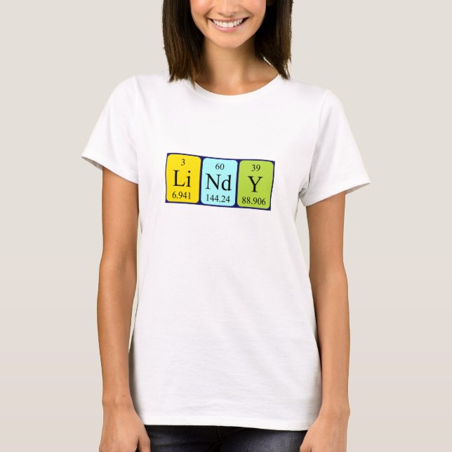 T-shirt Chemise de nom de table périodique linéaire (Devant)