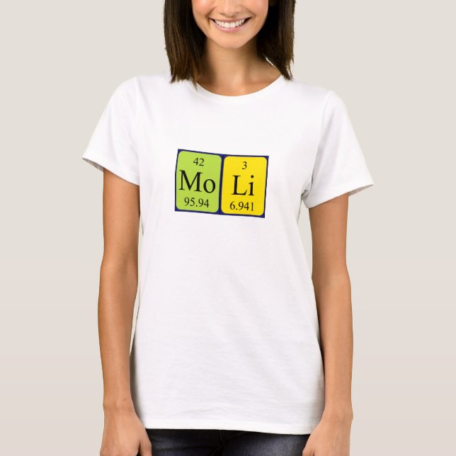 T-shirt Chemise de nom de table périodique Moli (Devant)