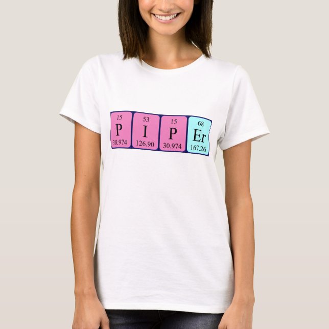T-shirt Chemise de nom de table périodique Piper (Devant)