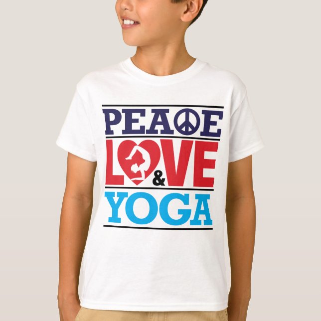 T-shirt Chemise de paix, d'amour et de yoga (Devant)