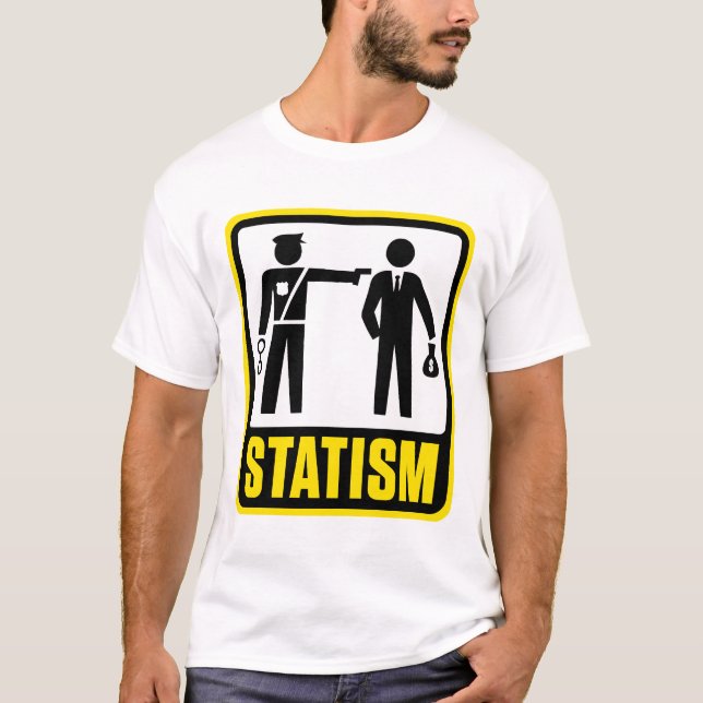 T-shirt Chemise de panneau d'avertissement d'étatisme (Devant)