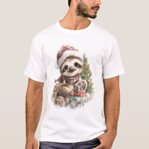 T-shirt Chemise de paresseux Chapeau de Père Noël de Noël