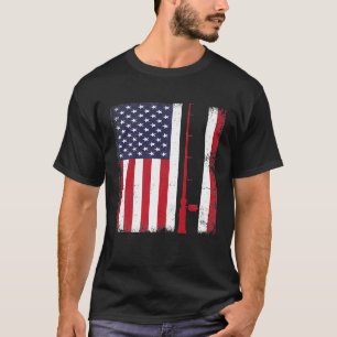T-shirt Chemise de pêche à la tige de drapeau américain Vi