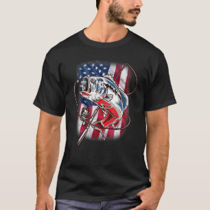 T-shirt Chemise de pêche vintage drapeau américain USA Bas