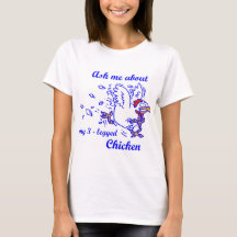 Chemise de poulet bleu à trois pattes pour femmes