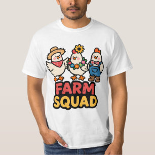 T-shirt Chemise de poulet de l'équipe Funny Farm Mignonne 