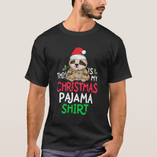 T-shirt Chemise de pyjama de Noël Sloth Tree Lights Drôle