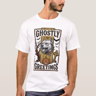 T-shirt Chemise de salutations fantomatiques Gravure vinta