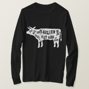 T-shirt Chemise de schéma de découpe de boeuf du boucher p