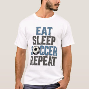 T-shirt Chemise de typographie vintage Soccer Eat Sleep Re