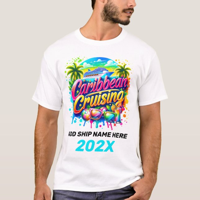 T-shirt Chemise de Vacances Caraibes Personnalisée (Devant)