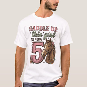 T-shirt Chemise de vache fille 5ème anniversaire de Saddle