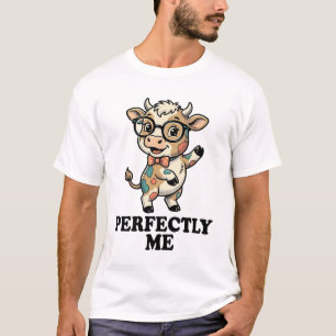 T-shirt Chemise de vache mignonne avec lunettes vibes parf