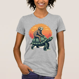 T-shirt Chemise de Vélo d'Animal Rétro Tortue de Paresse d