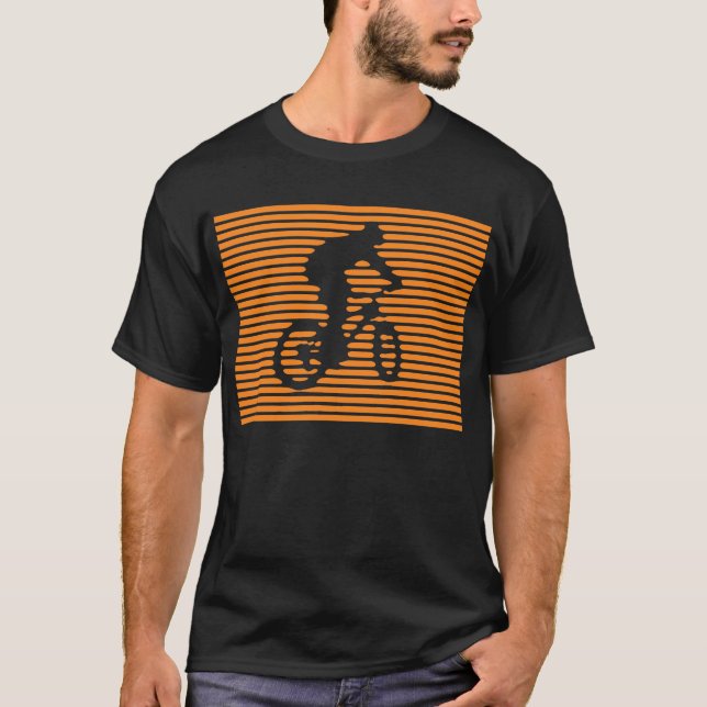 T-shirt chemise de vélo - lignes oranges (Devant)