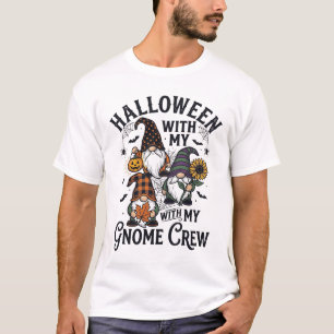 T-shirt Chemise d'équipage de gnome Halloween Gravure Vint