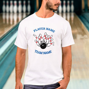 T-shirt Chemise d'équipe de bowling - Logo Strike & nom du