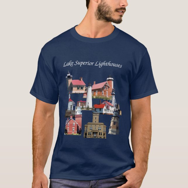 T-shirt Chemise des phares du lac Supérieur lettrage blanc (Devant)