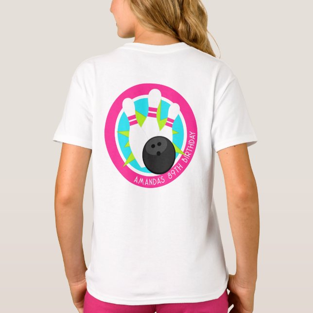 T-shirt Chemise d'événement Neon Bowling avec nom sur la p (Dos)